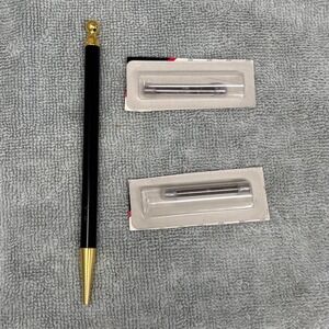Vintage Revlon Fineline Eyebrow Pencil Holder Black Gold 2 Refills Brown